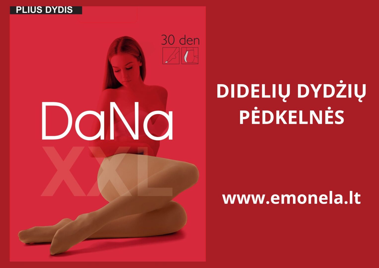 Pėdkelnės 30 den Plius dydis 7-10XL