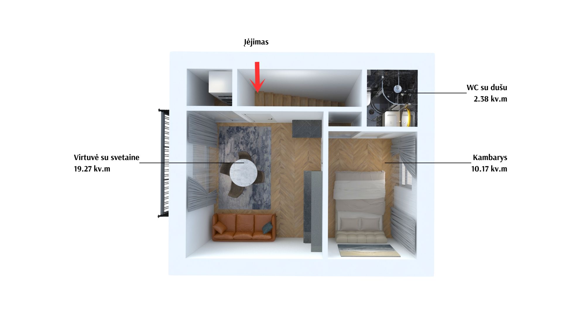 Parduodami 2-iejų k. apartamentai Palangoje