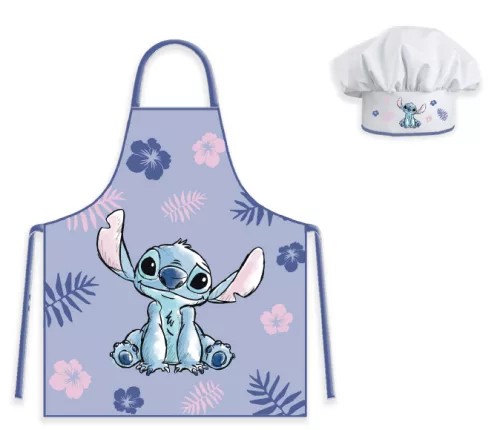 Vaikiška virtuvės šefo prijuostė su kepure Lilo and Stitch Purple