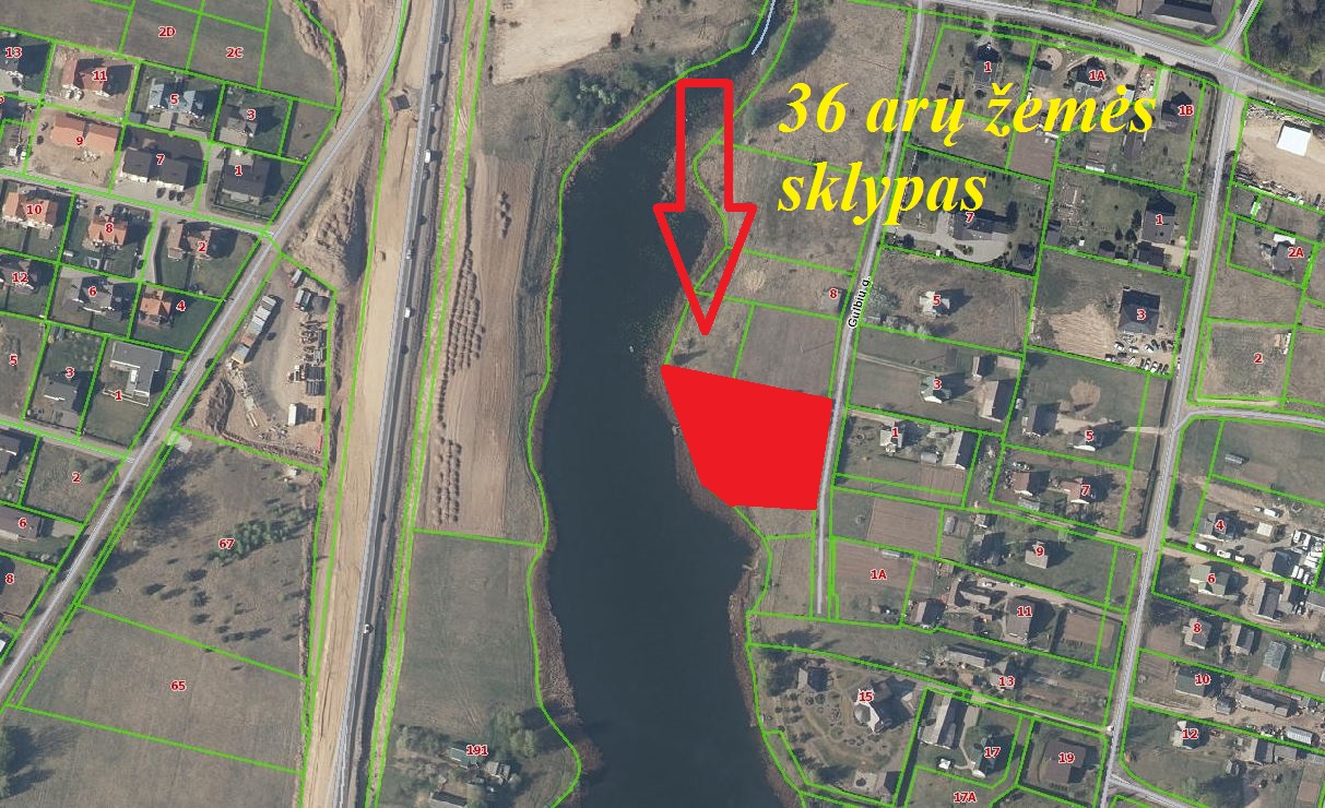 36 arų ŽEMĖS SKLYPAS VILNIAUS RAJ., RIEŠĖS SEN., RAUDONDVARIO K. (ribojasi su GULBINŲ TVENKYNIŲ)