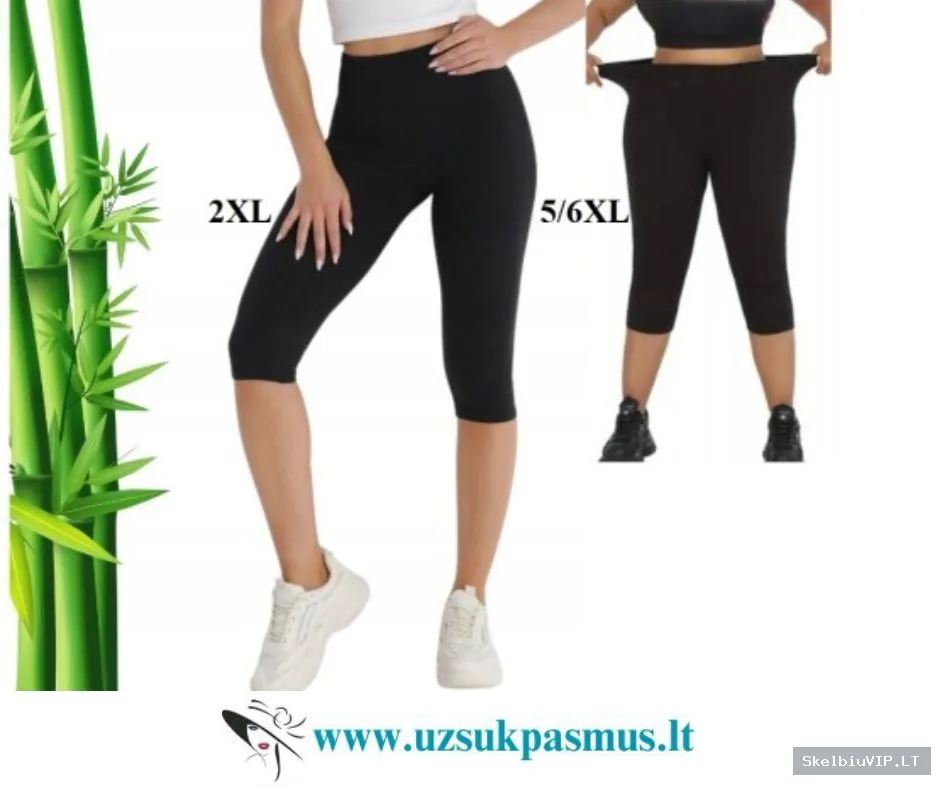 Bambukinės tamprės moterims 3/4 ilgio, nuo 2XL iki 5/6XL