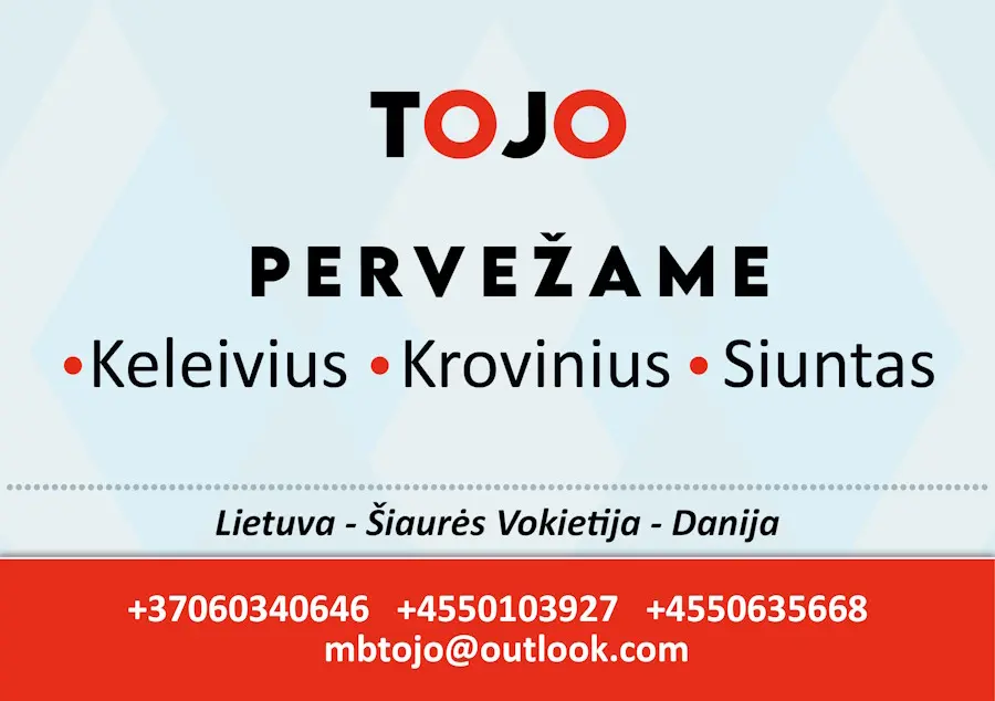 Lietuva - Danija - Lietuva. Kroviniai, siuntos