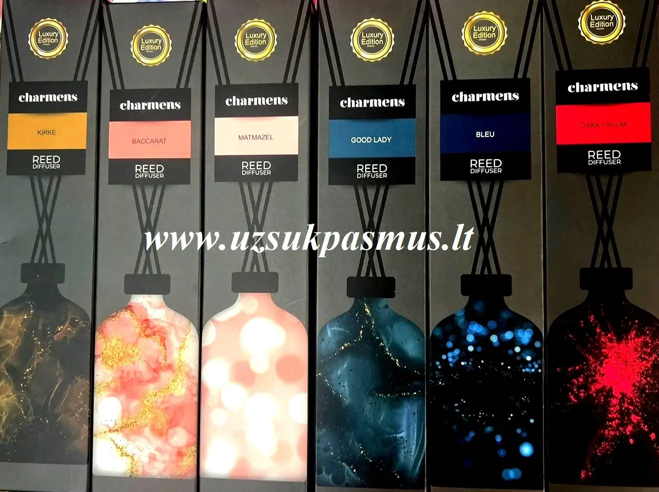 Mėgaukitės unikaliu aromatu. CHARMENS namų kvapai yra parfumuoto, intensyvaus ir ilgai išliekančio kvapo