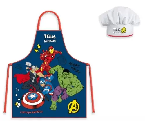 Vaikiška virtuvės šefo prijuostė su kepure Avengers Always Angry