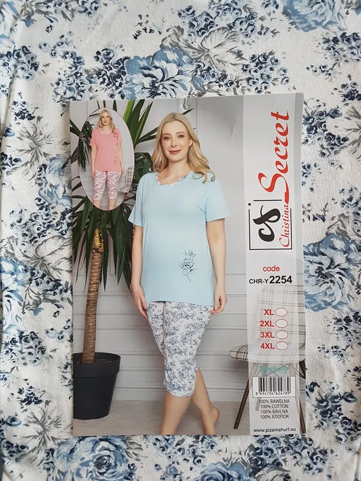 Pižama AGNUTĖ, 2 dalių, žydra tik 2XL