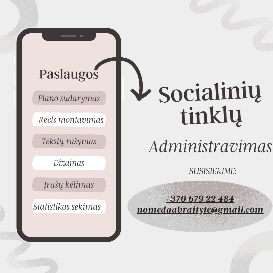 Socialinių tinklų administravimas / reel / UGC kūrimas