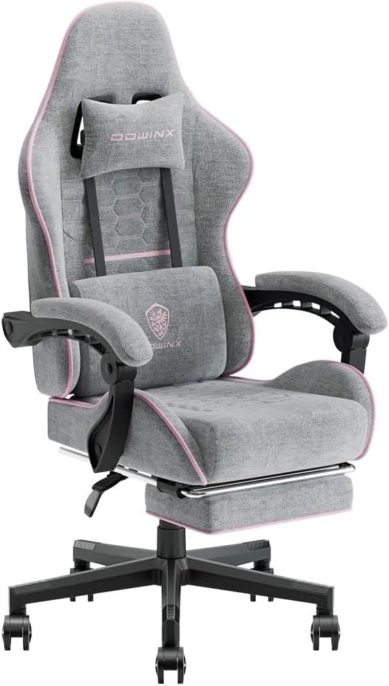 Premium klasės, ergonomiška "Dowinx" žaidimų kėdė (Gray-Pink).