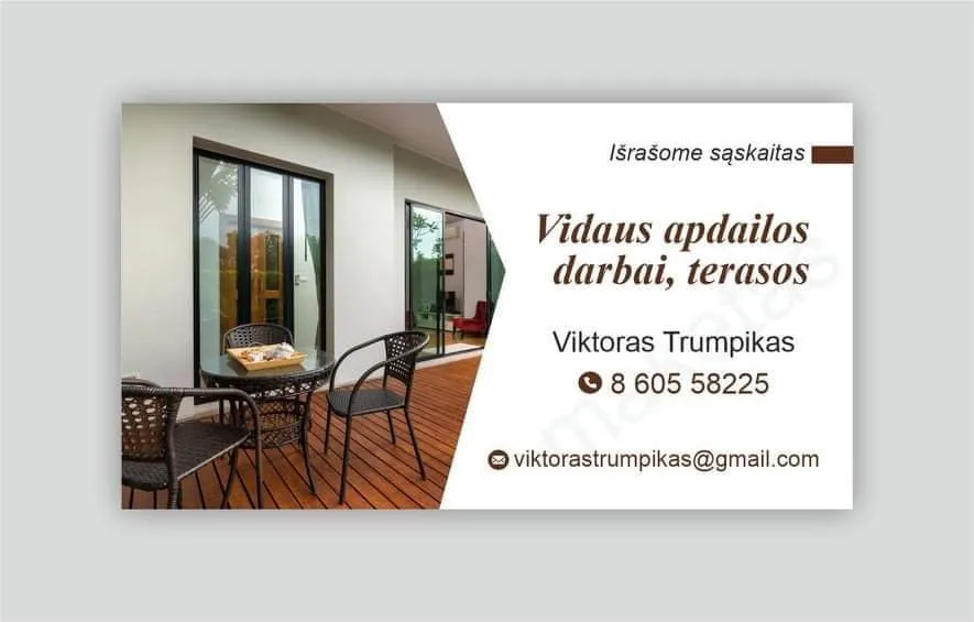 Vidaus apdailos darbai, terasos.