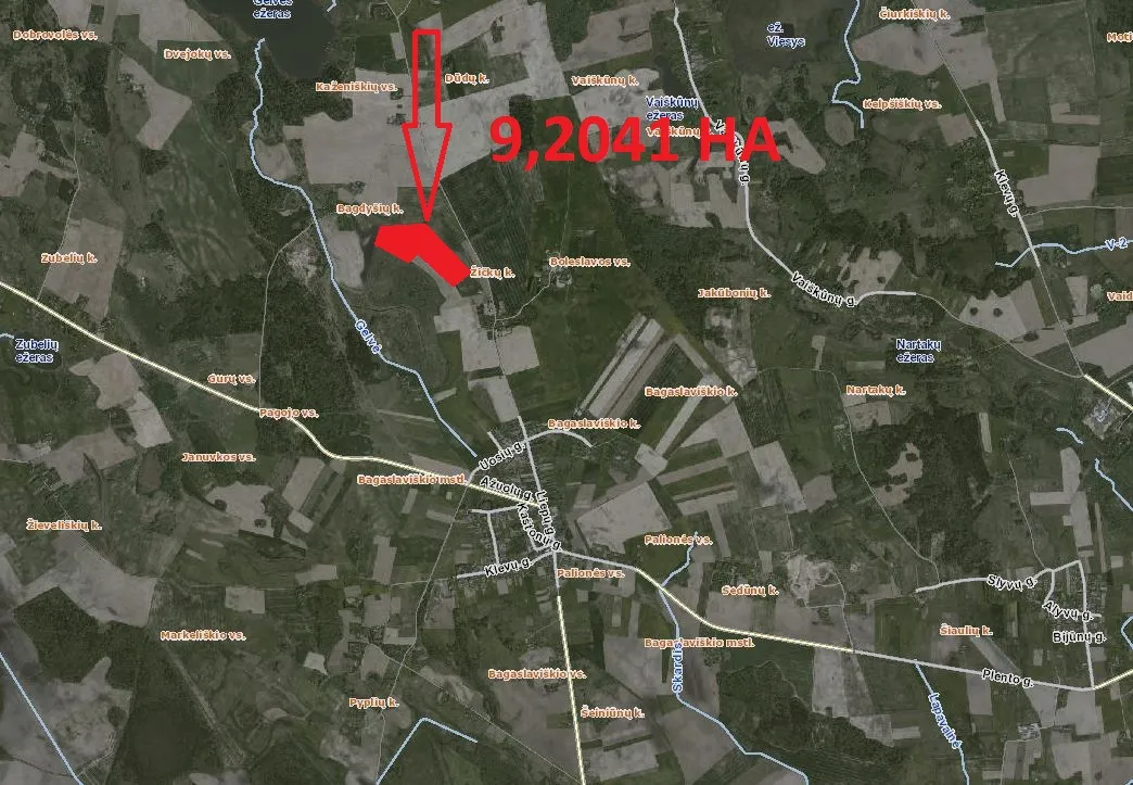 9.2041 HA ŽEMĖS SKLYPAS ŠIRVINTŲ R. SAV., BAGASLAVIŠKIS.