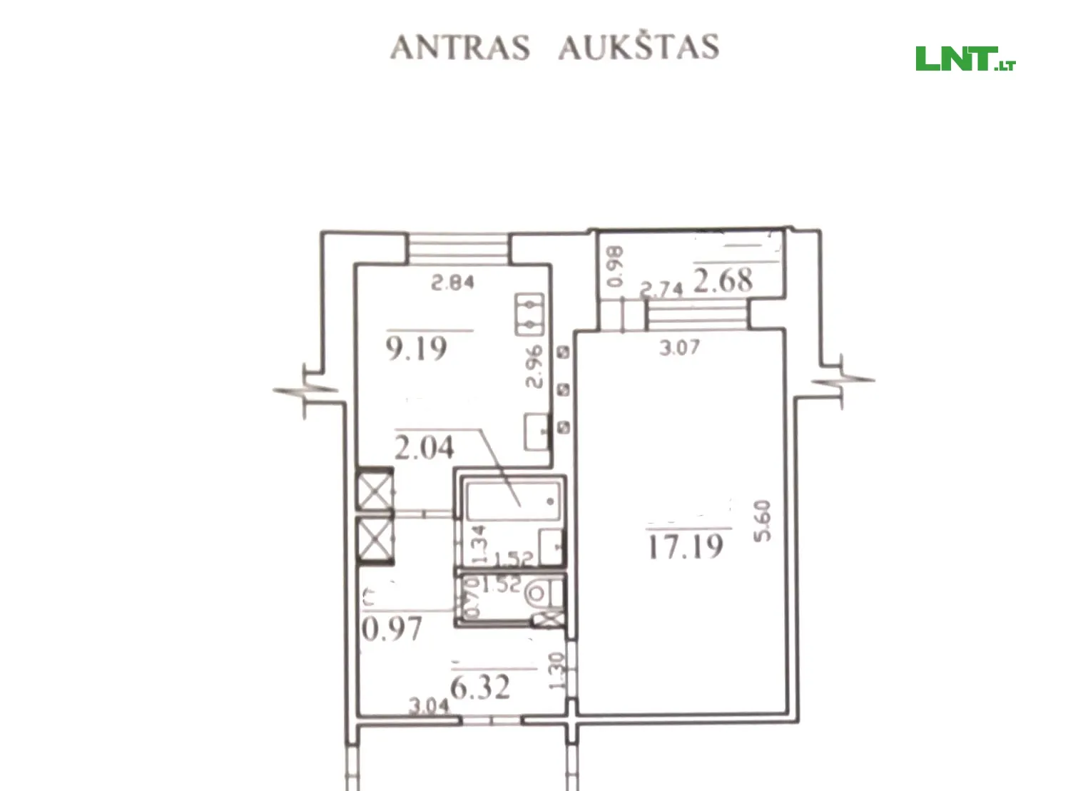 Parduodamas 1 kambario butas antrame aukšte, 38,39 kv/m Dariaus ir Girėno g. 21, Panevėžyje.