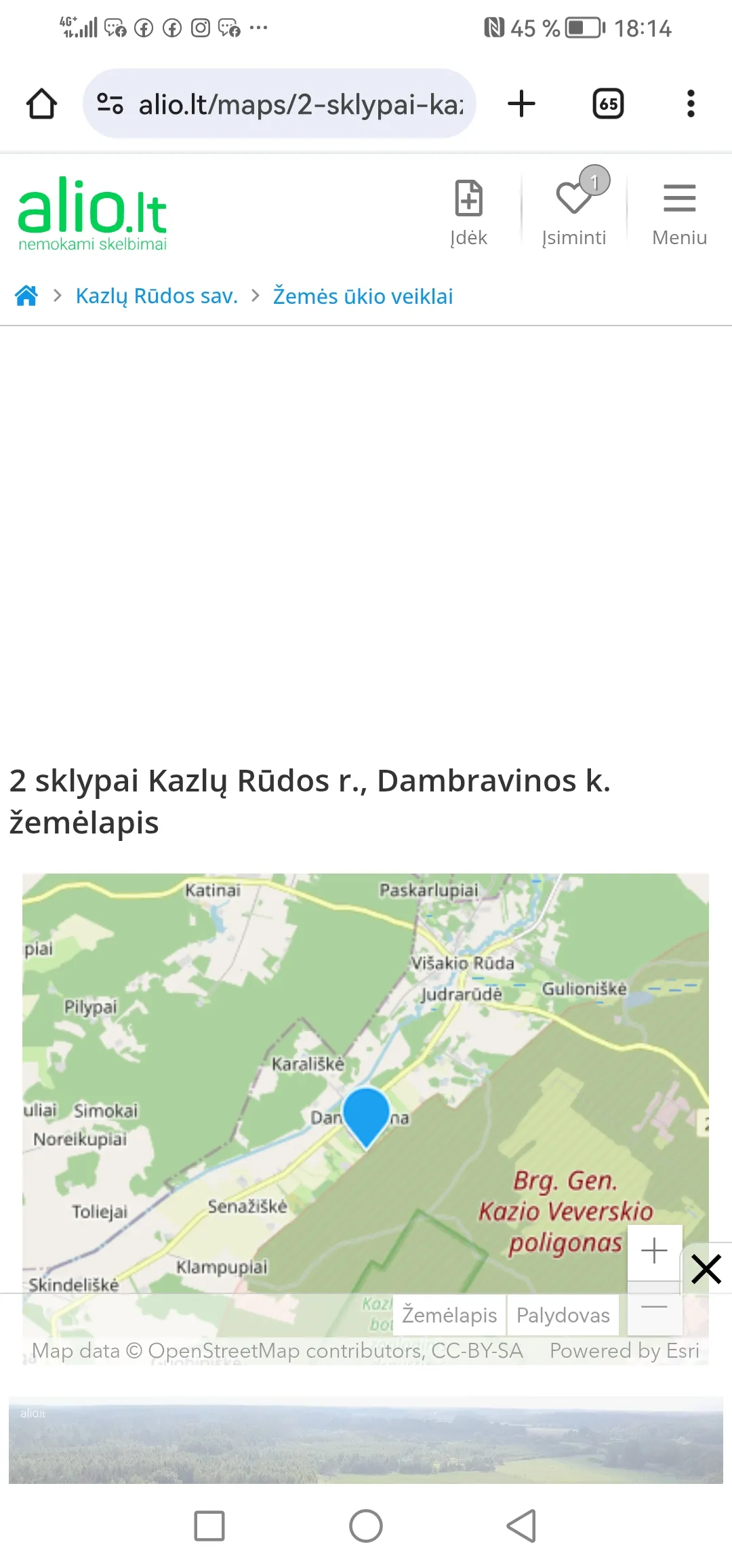 Parduodamas sklypas 1,45ha Kazlų rudos raj. Dambravimos km.